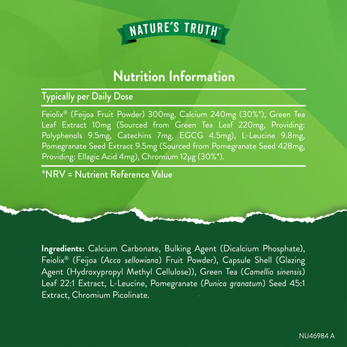 Nutrition Information panel for NU GLP1 Modulation, featuring 1198mg per serving and 60 vegan capsules.