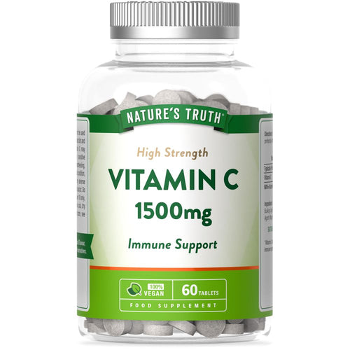 Nature's Truth Vitamin C 1500mg tablets, 60 count, in a clear bottle.