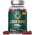 A hand holding Wiseshrooms Lion's Mane 2000mg Vegan Gummies, made from fruit body, with natural berry flavor.