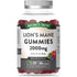 Lion's Mane Gummies, 2000mg, 60 vegan gummies in a natural berry flavor, shown to scale in hand for accurate size representation.