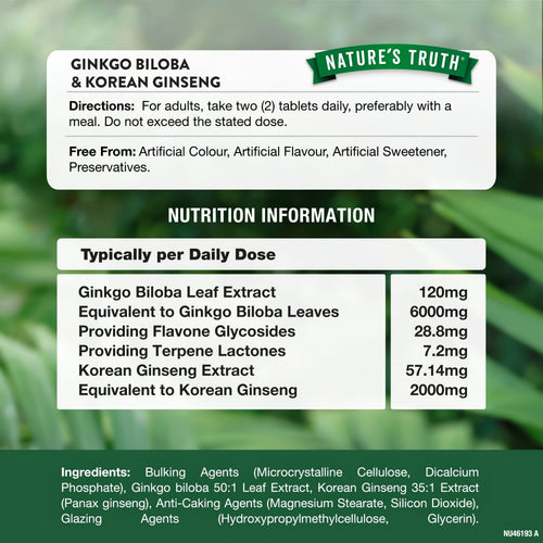 Ginkgo Biloba 6000mg and Ginseng 2000mg
