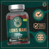 A hand holding a bottle of Wiseshrooms Lion's Mane 2000mg, containing 60 vegan gummies.