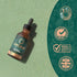 Wiseshrooms Lion's Mane Mushroom 30,000mg vegan liquid food supplement in a 60ML dropper bottle, shown on a hand.