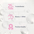 Graphic stating 25+ years as a trusted brand, offering beauty from within and premium quality products.