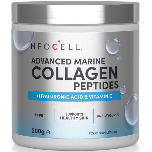 Neocell Advanced Marine Collagen Peptides with Hyaluronic Acid and Vitamin C powder, 200g package.