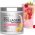 Neocell Beauty Collagen Infusion, Pink Lemonade flavor powder, 200g. Supports healthy skin. A glass with drink.