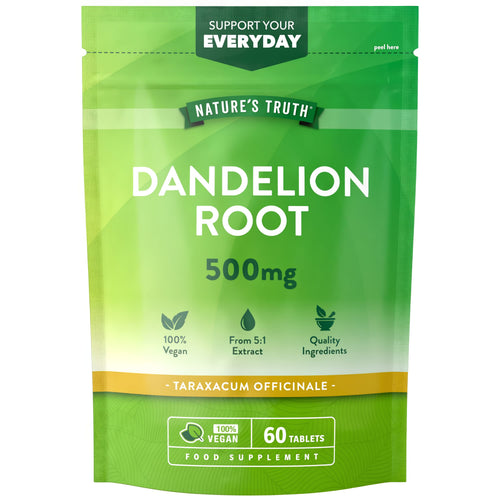 Dandelion Root (Taraxacum Officinale) 500mg, from 5:1 extract, in 60 vegan tablets.