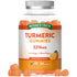 Vegan Turmeric Gummies 3216MG with ginger and black pepper, natural orange flavor, 60 gummies in a bottle.
