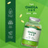 Product highlights graphic stating it is a source of Omegas, supports heart health, and offers premium strength.
