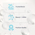 Infographic stating over 25 years as a trusted brand, highlighting beauty from within and premium quality products.